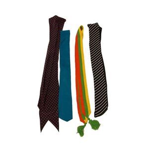 #4921 4 VTG BELTS Ties black white chiffon blue satin ornage green yellow knit